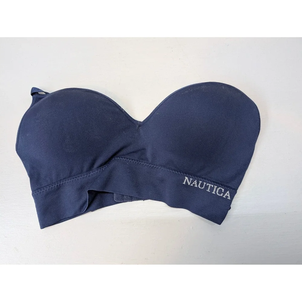 Nautica Intimates Women's Padded Bra Size 36C Navy Blue Wireless Stretch Comfort